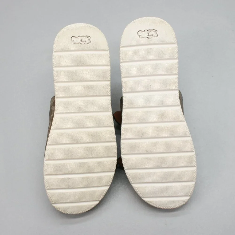 Coach Ladies 8 Gable Khaki/Saddle Signature Platform Slides Mules Sandals Shoes - Picture 9 of 12